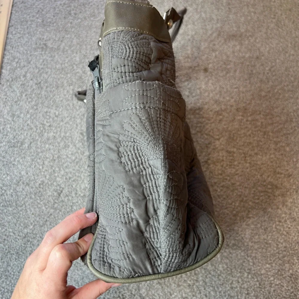 Petunia Pickle Bottom Diaper Bag Grey Quilted Shell Pattern city carryall casual